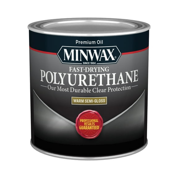 Minwax 230054444 Fast-Drying Polyurethane, Warm Semi-Gloss, Clear, 1/2 Pint, (1 Piece, 1 Pack)