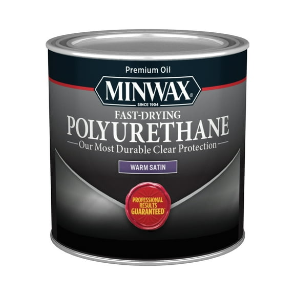 Minwax 230104444 Fast-Drying Polyurethane, Warm Satin, Clear, 1/2 Pint, (1 Piece, 1 Pack)