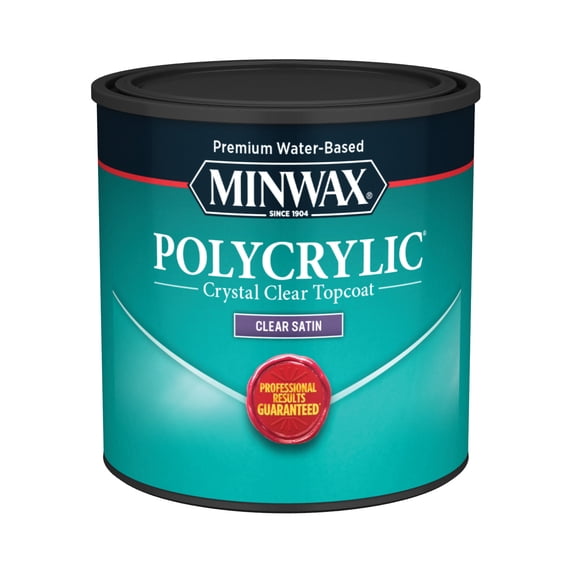 Minwax 233334444 Polycrylic Protective Finish, Clear Satin, Clear, 1/2 Pint, (1 Piece, 1 Pack)