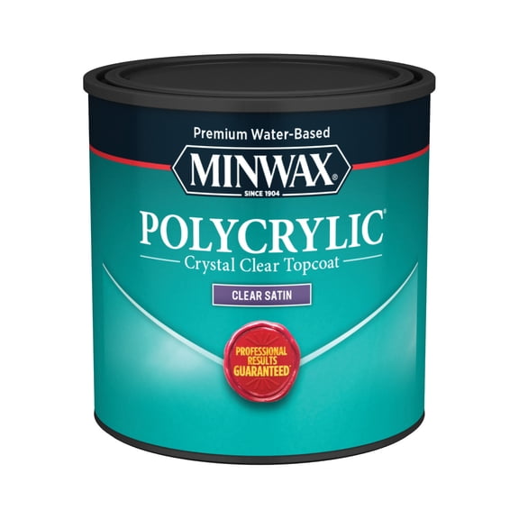 Minwax 233334444 Polycrylic Protective Finish, Clear Satin, Clear, 1/2 Pint, (1 Piece, 1 Pack)