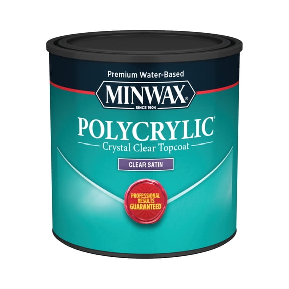 Minwax Polycrylic Protective Finish, Clear Satin, Clear, 1/2 Pint