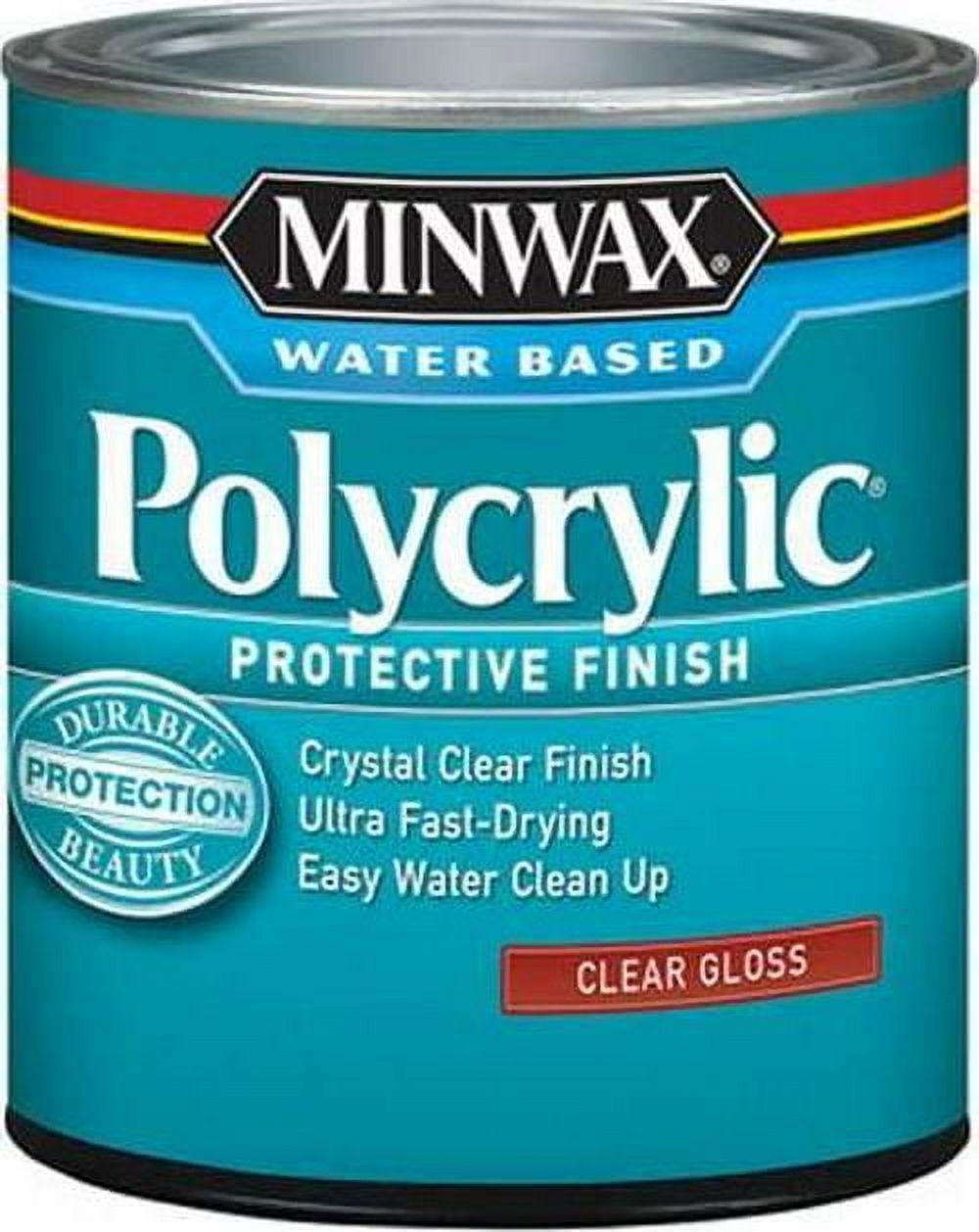 Minwax 255554444 Minwaxc Polycrylic Water Based Protective Finishes, 1/2 Pint, Gloss, Clear
