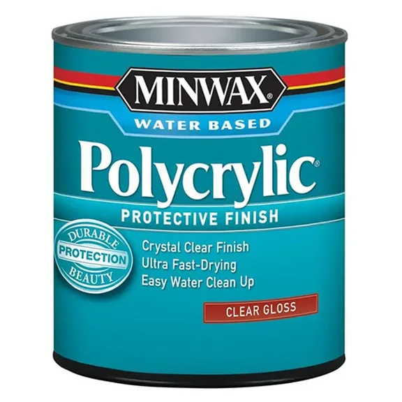 Minwax Polycrylic Protective Finish, Clear Gloss, Clear, 1/2 Pint