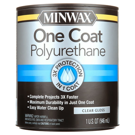 Minwax 356100000 One Coat Polyurethane, Gloss, Clear, 1 Quart, (1 Piece, 1 Pack)