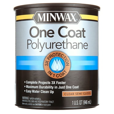 Minwax 356150000 One Coat Polyurethane, Semi-Gloss, Clear, 1 Quart, (1 Piece, 1 Pack)