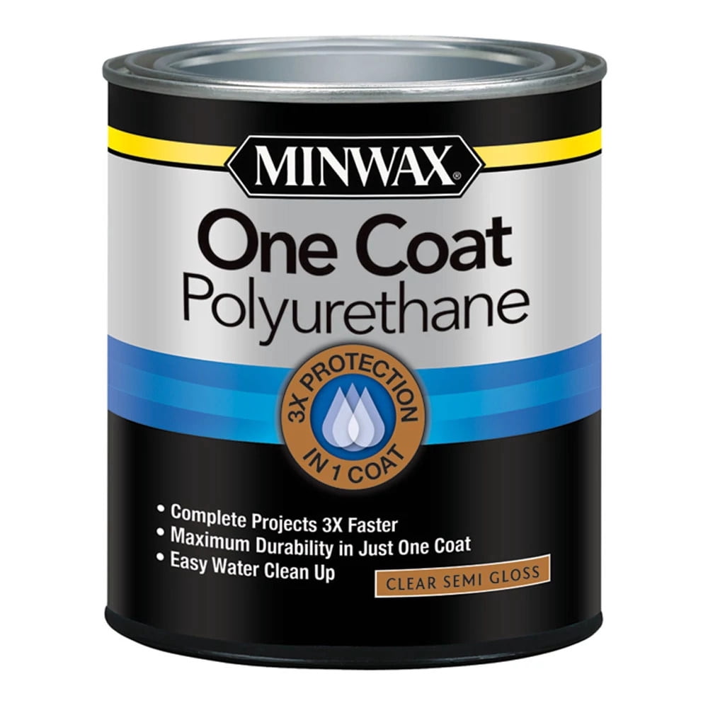 Minwax One Coat Polyurethane Semi-Gloss Clear Finish, 1 Quart