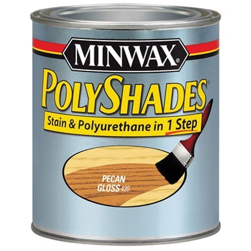 Minwax 61420444 PolyShades - Stain & Polyurethane in 1 Step, quart, Pecan, Gloss — Exterior Wood Surfaces, UV-Resistant Formula