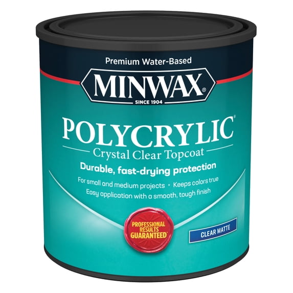 Minwax Polycrylic Protective Finish, Clear Matte, Clear, 1 Quart