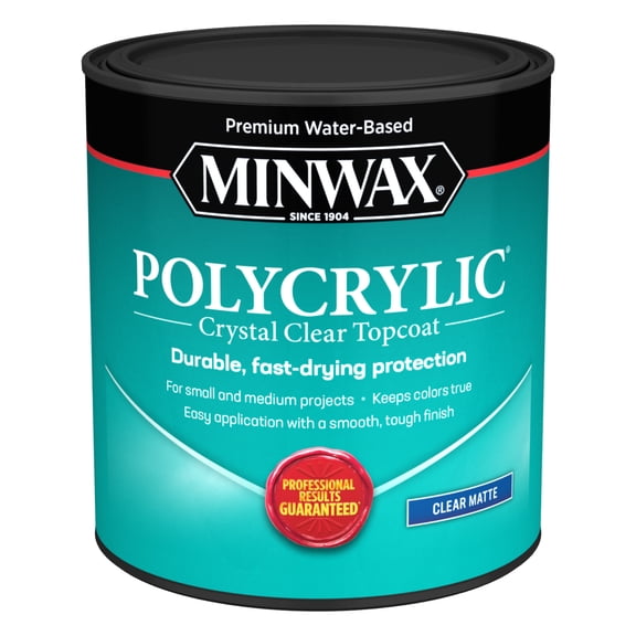 Minwax Polycrylic Protective Finish, Clear Matte, Clear, 1 Quart