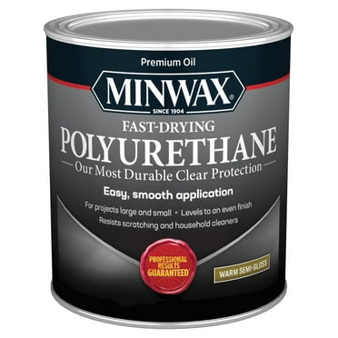 Minwax 63005444 Fast-Drying Polyurethane, Warm Semi-Gloss, Clear, 1 Quart, (1 Piece, 1 Pack)