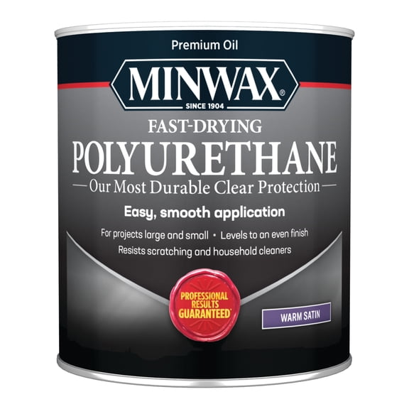 Minwax Fast-Drying Polyurethane, Warm Satin, Clear, 1 Quart