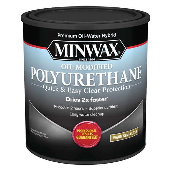 Minwax Water-Based Oil-Modified Polyurethane, Warm Semi-Gloss, Clear, 1 Quart