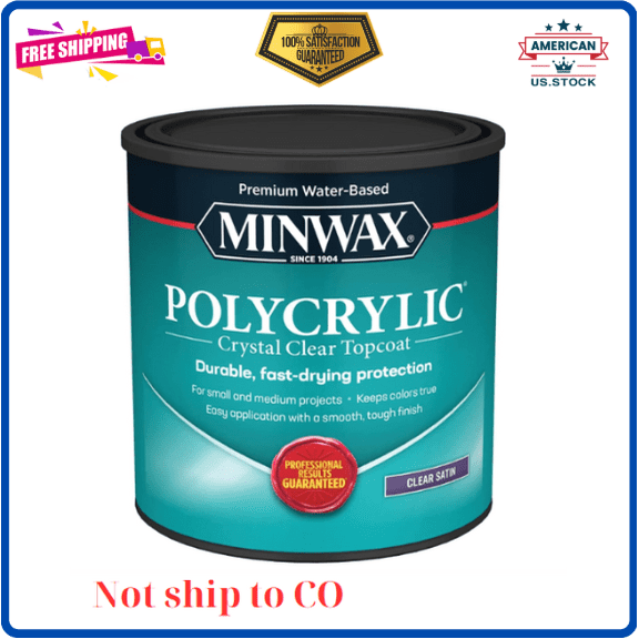 Minwax 63333 Clear Polycrylic Satin Finish - Water-Based Protective Coating