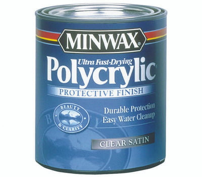 Minwax 63333 Polycrylic Clear Satin Protective Finish Quart Water Based
