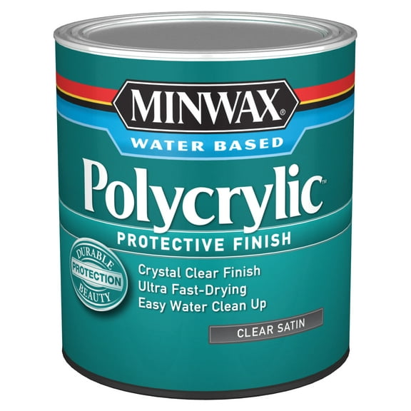 Minwax 63333444 Polycrylic Protective Finish, Clear Satin, Clear, 1 Quart, (1 Piece, 1 Pack)