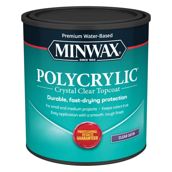Minwax 63333444 Polycrylic Protective Finish, Clear Satin, Clear, 1 Quart, (1 Piece, 1 Pack)
