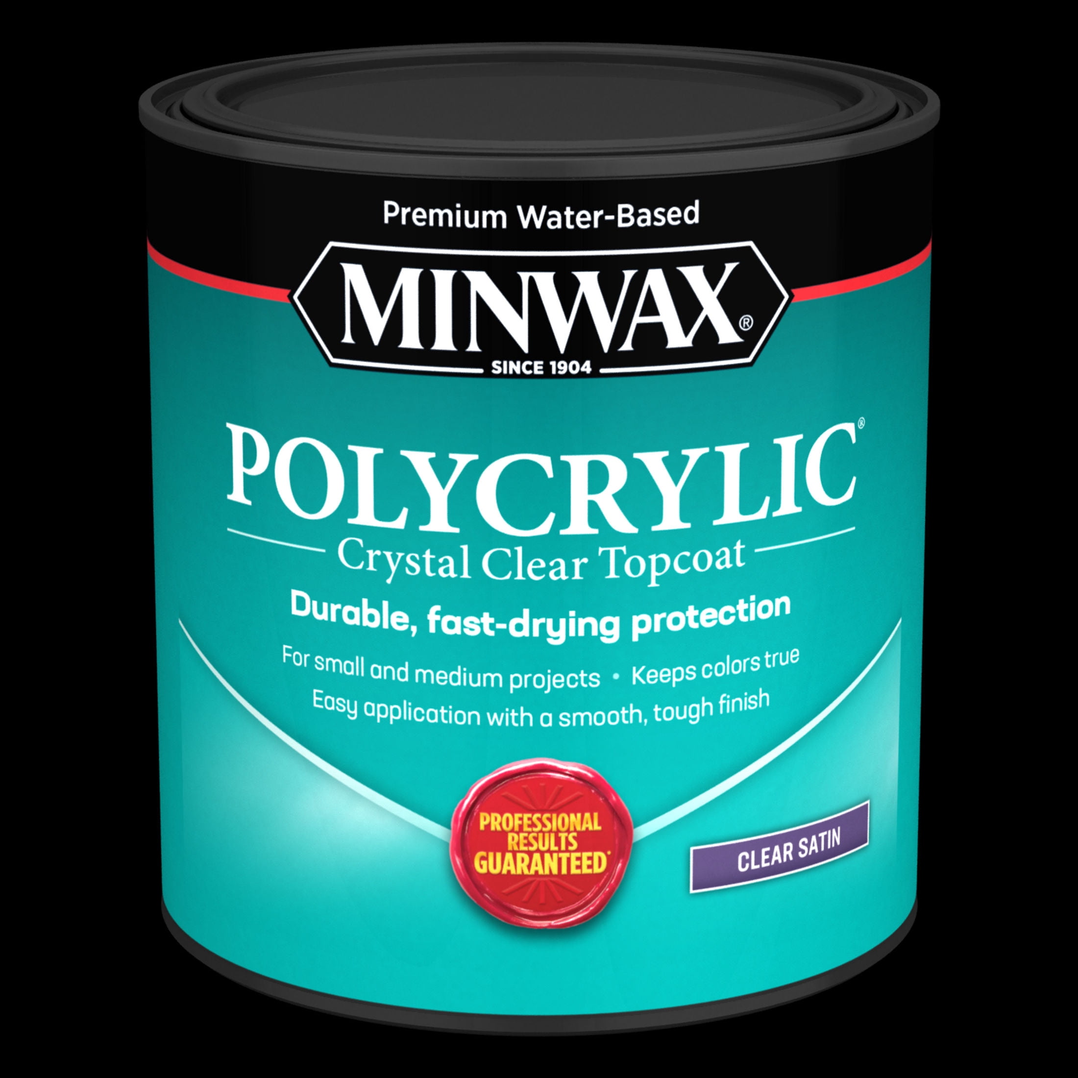 Minwax Polycrylic Protective Finish, Clear Satin, Clear, 1 Quart