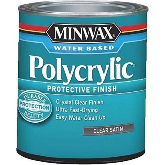 Minwax 63333444 Polycrylic Protective Finish Water Based,1 Quart, Satin - New