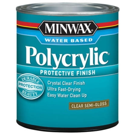 Minwax 64444 Water Based Polycrylic Protective Finish, 1-Qt, Clear Semi Gloss, Each