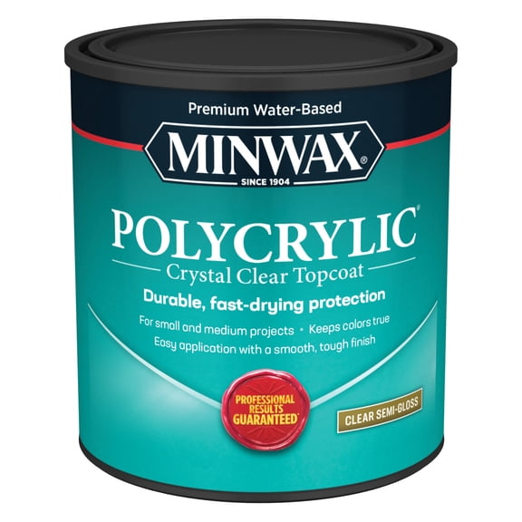 Minwax 64444444 Polycrylic Protective Finish, Clear Semi-Gloss, Clear, 1 Quart, (1 Piece, 1 Pack)