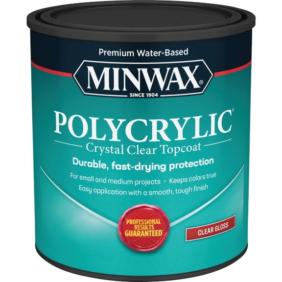 Minwax 65555 Clear Polycrylic Water-Based Protective Finish Gloss, Quart, 1 Quarts (Pack of 1)