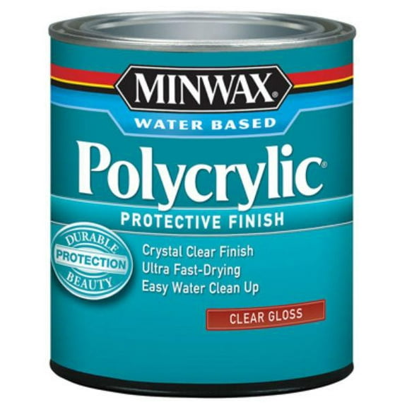 Minwax 65555 Water Based Polycrylic Protective Finish, 1 Qt, Clear Gloss, Each
