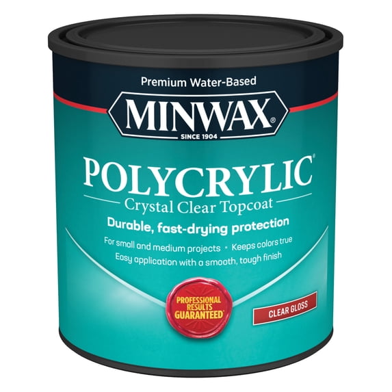 Minwax 65555444 Polycrylic Protective Finish, Clear Gloss, Clear, 1 Quart, (1 Piece, 1 Pack)