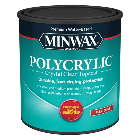 Minwax 65555444 Polycrylic Protective Finish, Clear Gloss, Clear, 1 Quart, (1 Piece, 1 Pack)