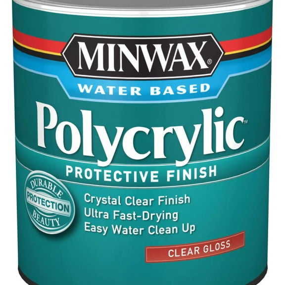 Minwax 65555444 Polycrylic Protective Finish, Clear Gloss, Clear, 1 Quart, (1 Piece, 1 Pack)