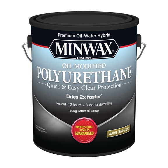 Minwax Water-Based Oil-Modified Polyurethane, Warm Semi-Gloss, Clear, 1 Gallon