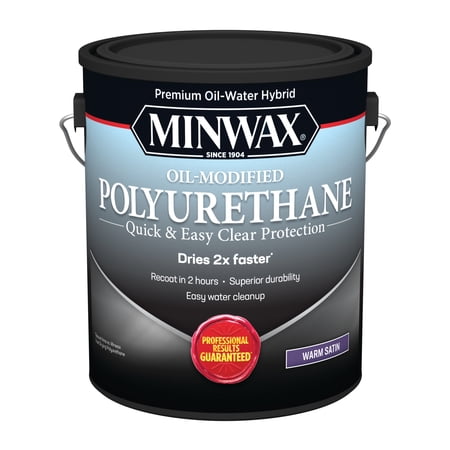 Minwax Water-Based Oil-Modified Polyurethane, Warm Satin, Clear, 1 Gallon