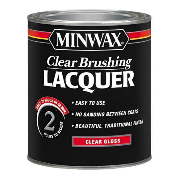 Minwax Brushing Lacquer - Quick Drying, Gloss, Clear - Quart — Interior & Exterior Use, Professional Finish
