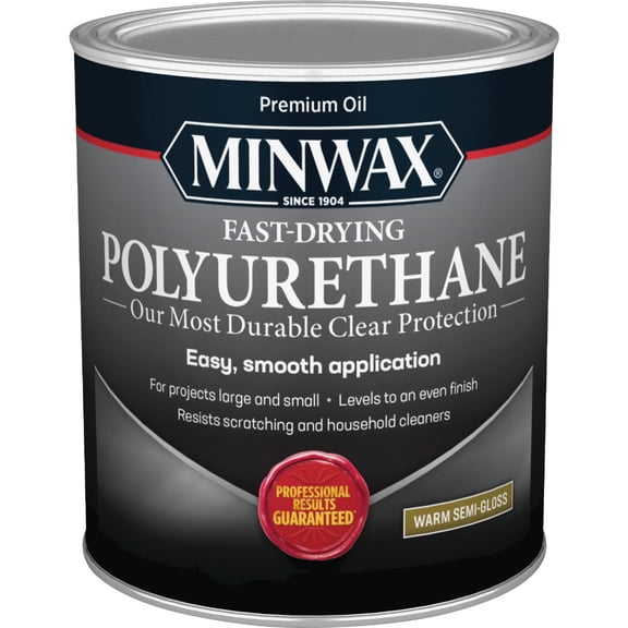 Minwax Fast Drying Polyurethane Protective Wood Finish, Clear Semi-Gloss, 1 Quart