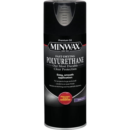 Minwax Fast Drying Polyurethane Spray, Protective Wood Finish, Warm Satin, 11.5 oz. Aerosol Can