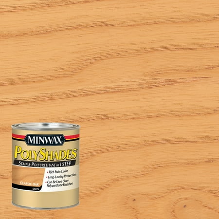 Minwax PolyShades Satin Stain & Polyurethane, Classic Oak, 1 Quart