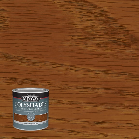 Minwax PolyShades Wood Stain + Polyurethane Finish Pint, Antique Walnut, Gloss