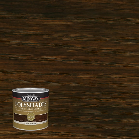 Minwax PolyShades Wood Stain + Polyurethane Finish Pint, Espresso, Satin, Black