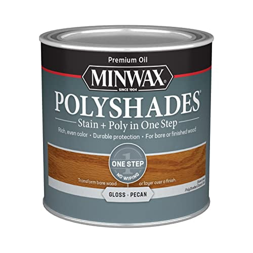 Minwax PolyShades Wood Stain + Polyurethane Finish Pint, Pecan, Gloss