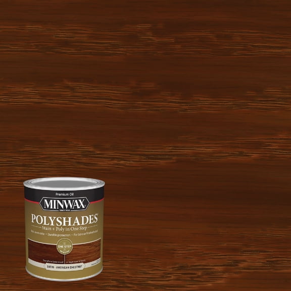 Minwax PolyShades Wood Stain + Polyurethane Finish  Quart, American Chestnut, Satin