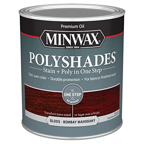 Minwax PolyShades Wood Stain + Polyurethane Finish – Quart, Bombay Mahogany, Gloss