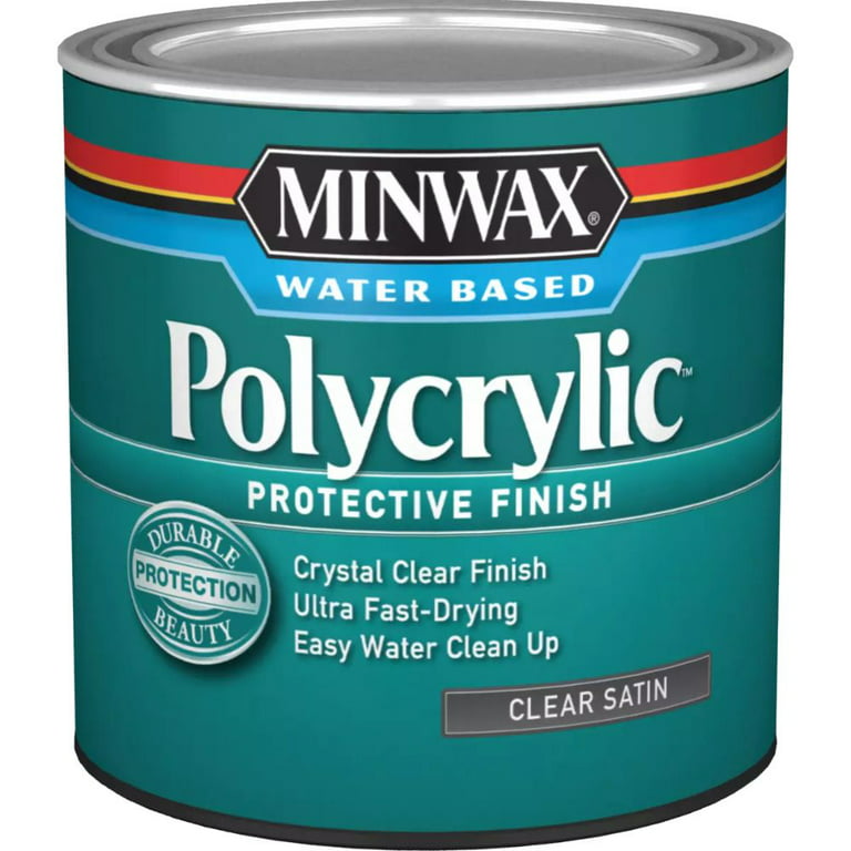 Minwax Polycrylic Water Based Protective Finish, Clear Satin - 1/2 pt.