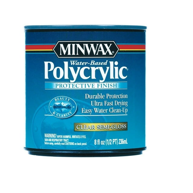 Minwax Polycrylic Protective Finish, SemiGloss, Clear, 1/2 Pint