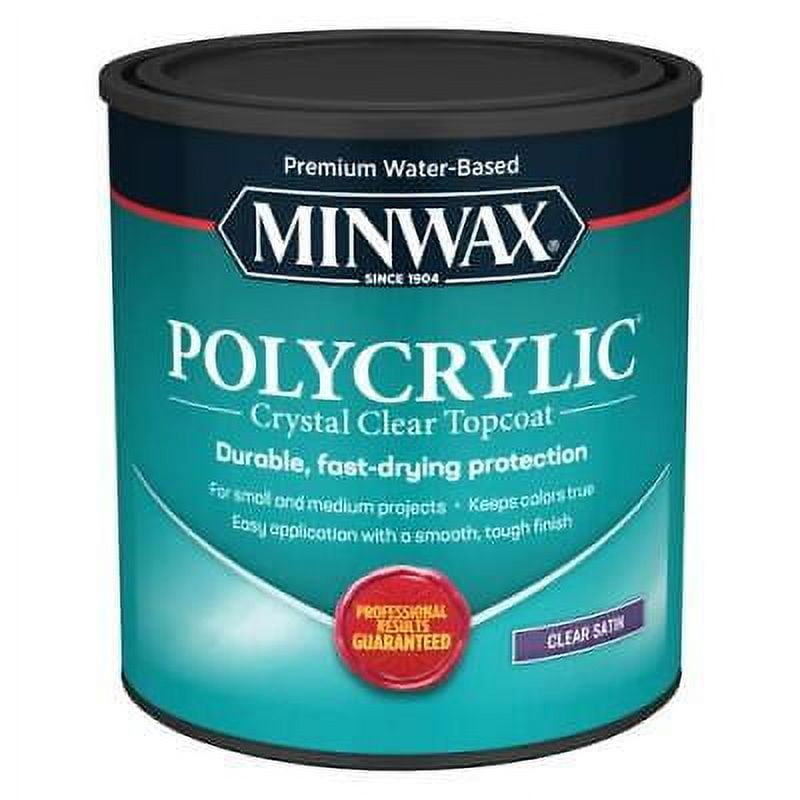 Minwax Polycrylic Satin Crystal Clear WaterBased Polyurethane 1 qt