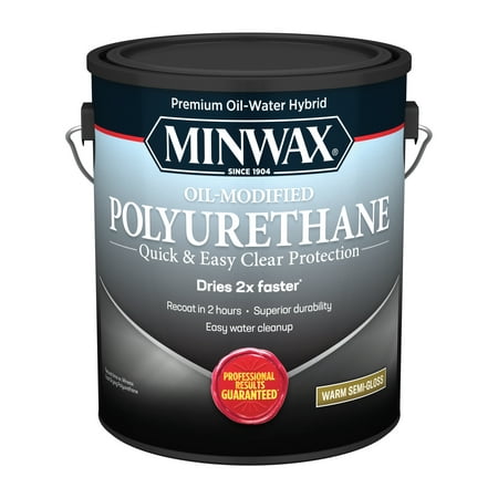 Minwax Water Based Oil-Modified Polyurethane, Semi-Gloss, Clear, 1 Gallon
