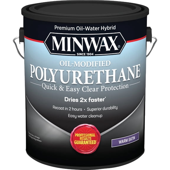 Minwax Water Based Oil-Modified Polyurethane, Warm Satin, Clear, 1 Gallon