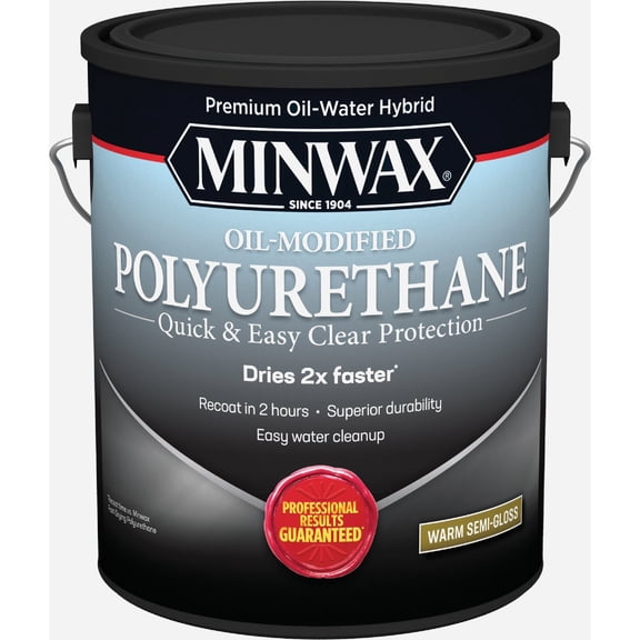 Minwax Water Based Oil-Modified Polyurethane, Warm Semi-Gloss, Clear, 1 Gallon