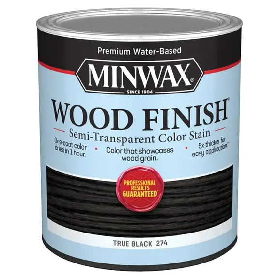 qt Minwax 10850 True Black Wood Finish Water-Based Semi-Transparent Color Stain