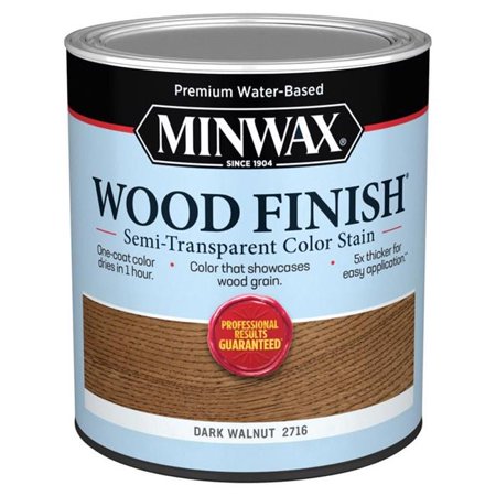 Minwax 1035846 1 qt. Water-Based Semi-Transparent Dark Walnut Wood Stain - Pack of 4