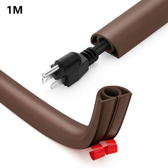 Minxio 1/3/5M Flexible Small Cable Duct,Self-Adhesive Base Cable Bridge for Power Cords,brown 1meter