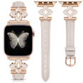 thumbnail image 1 of Wearlizer Slim Leather Watch Band Compatible with Apple Watch Bands 38/40/41/42/44/45/46/49mm Women Flower Charm Strap for Iwatch Series 11/10/9/8/7/6/5/4/SE/Ultra, 1 of 6